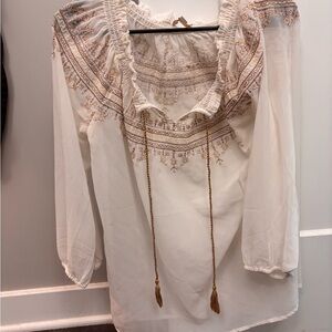 C Cream and Gold Embroidered Blouse